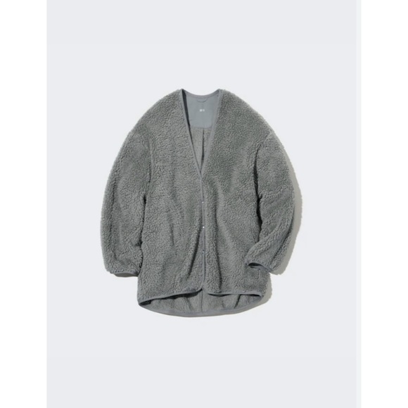 Uniqlo Light Pile-Lined Fleece Cardigan in Grey Size S - Picture 2 of 11
